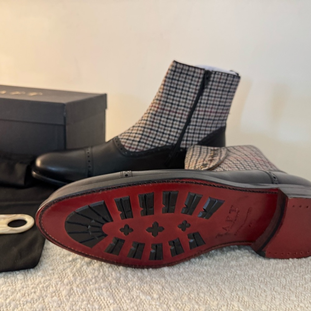 Taft Jack Boots Houndstooth Wool & Leather |Size 13| Made in Spain | Never Worn - Picture 4 of 9